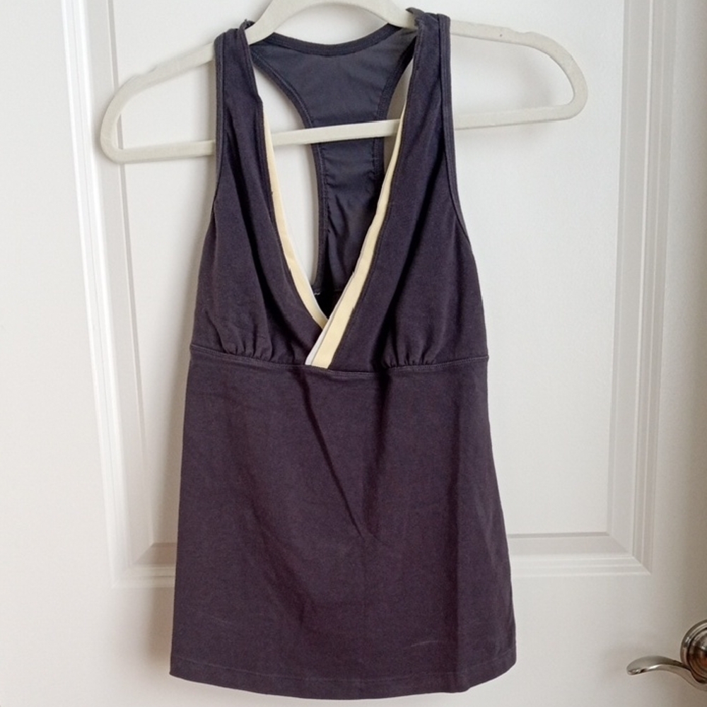 Marika Charcoal and Yellow Racerback Top Size M